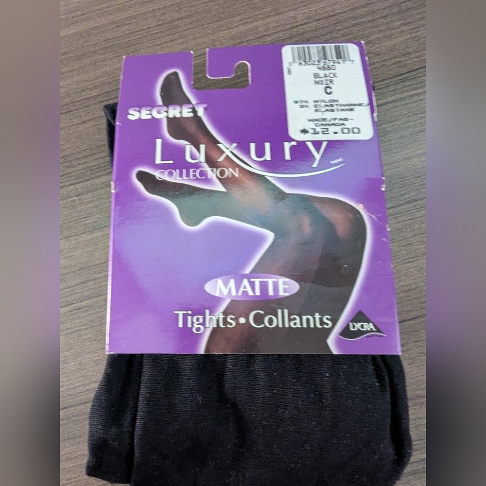 Secret Luxury Black Tights Matte Black Size C Medium